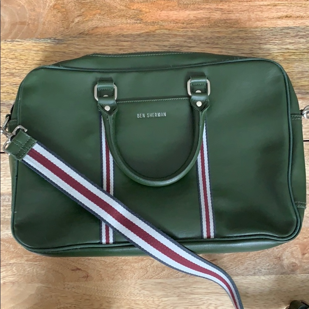 Ben Sherman Green Vegan Leather Messenger Bag